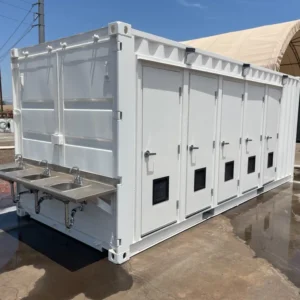 20ft Portable Restrooms With Five Separate Bathroom Stalls - Image 2