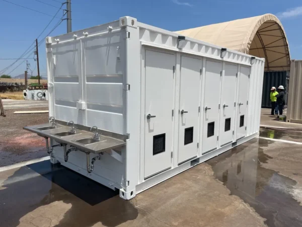 20ft Portable Restrooms With Five Separate Bathroom Stalls - Image 2